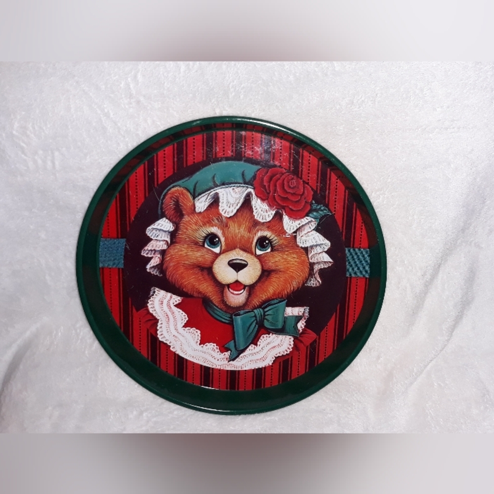 Vintage Nobel Hall Christmas Bear Tray 12 inches round